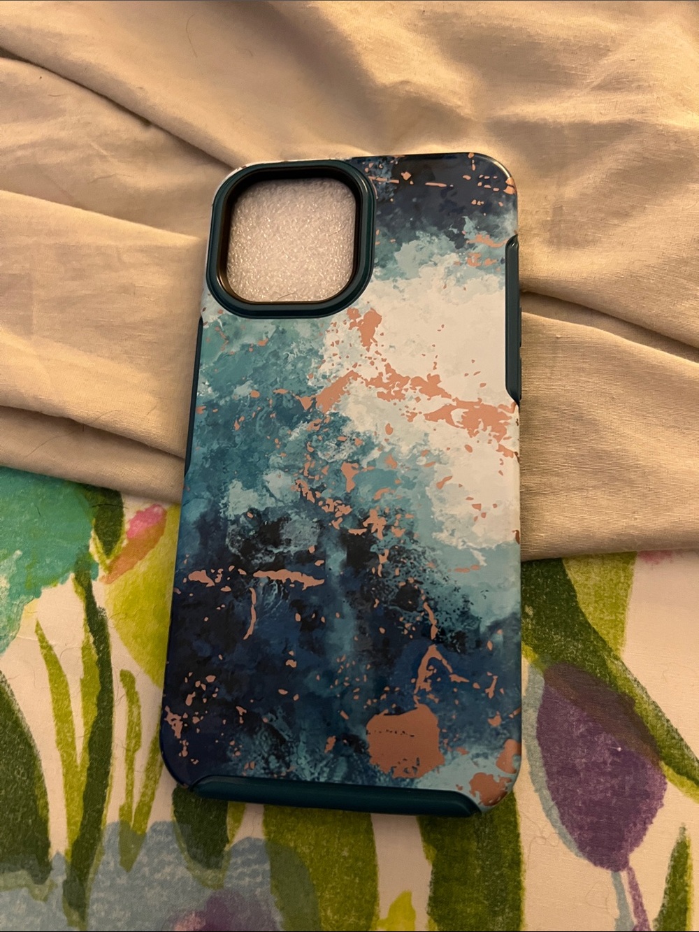 Teal Marble Protective Phone Case - otter box new no bag symmetry 13 pro max